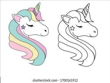 Unicorn Drawing For Coloring  Book Worksheet For Children Painting 