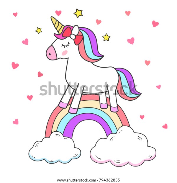 Unicorn Drawing Isolated Stars Stock Vector (Royalty Free) 794362855 ...