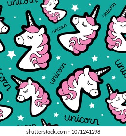 Unicorn drawing seamless endless repeating pattern texture / Vector illustration design for fashion fabrics, textile graphics, prints, wallpapers, wrapping papers and other uses.