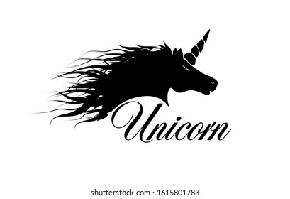 Unicorn drawing is a tattoo abstraction. Vector illustration