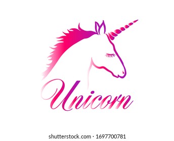 Unicorn drawing is a tattoo abstraction. Vector illustration