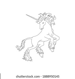unicorn drawing vector isolated on white. can use for coloring books.