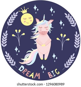 unicorn dreams - vector illustration, eps
