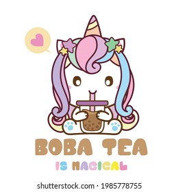 Unicorn Drink bubble Tea  Boba Milk Tea   Vector Illustration