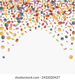 Unicorn Dust Independence Transparent Background. Colorful Abstract Rain Banner. Happy Design. Magic Carnival Postcard.
