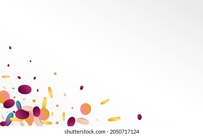 Unicorn Dust Vector Grey Background. Colored Independence Rain Background. Transparent Illustration. Multicolored Carnaval Texture.