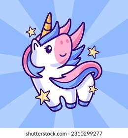 Unicorn Dynamic Pose Cartoon Character