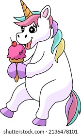 Unicorn Eating Ice Cream Cartoon Clipart 