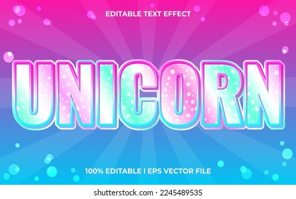 unicorn editable text effect, lettering typography font style, colorful 3d text for tittle