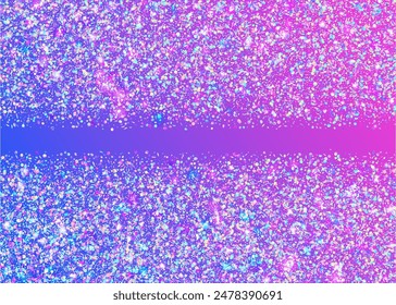 Unicorn Effect. Cristal Poster. Disco Surprise Explosion. Digital Ribbon. Happy Texture. Blue 3d Tinsel. Holographic Confetti. Party Glitter. Purple Unicorn Effect