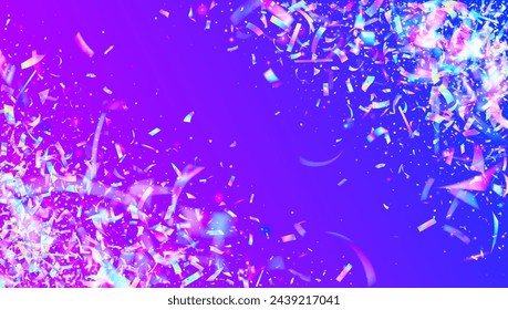 Unicorn Effect. Party Serpentine. Blue Glare Sparkle. Hologram Tinsel. Cristal Dust. Disco Isolated Illustration. Modern Ribbon. Light Texture. Purple Unicorn Effect