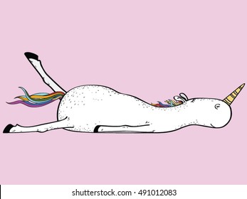 Unicorn engaged in yoga