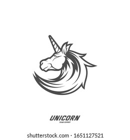 Unicorn Esport gaming mascot logo template Vector. Modern Head Unicorn Logo Vector