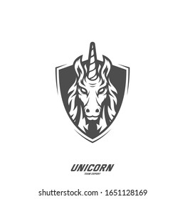 Unicorn Esport gaming mascot logo template Vector. Modern Head Unicorn Logo Vector