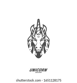 Unicorn Esport gaming mascot logo template Vector. Modern Head Unicorn Logo Vector