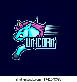 Unicorn e-sport logo design badge
