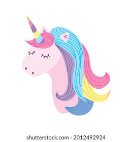 la cara de unicornio aislada sobre fondo blanco. ilustración vectorial