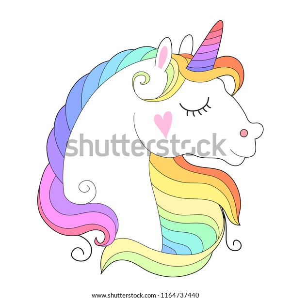 Unicorn Face Rainbow Hair Vector Illustration Stock Vector (Royalty ...