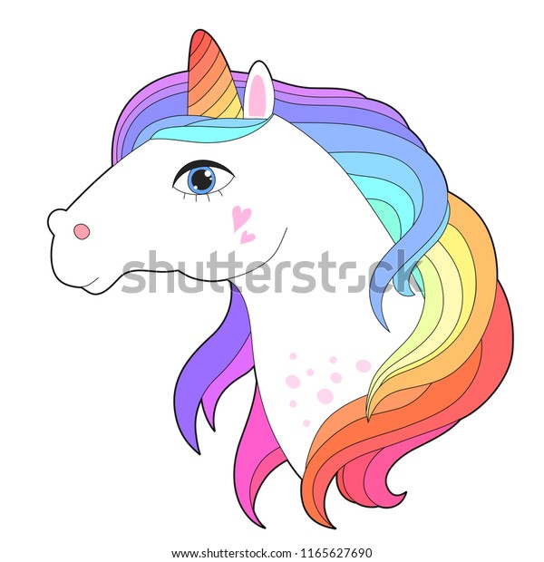 Unicorn Face Rainbow Hair Vector Illustration Stock Vector (Royalty ...