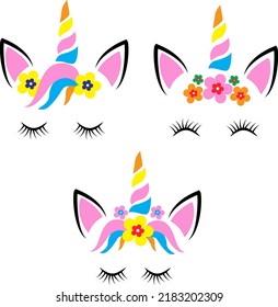 Diseño de clavija de vector facial de unicornio