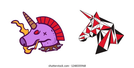  unicorn face vector illustration