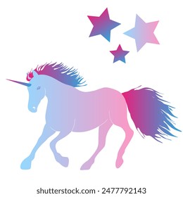 Unicorn fairy horse gradient color vector element full length horse