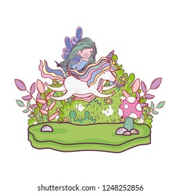 unicorn and fairy in the landscape
