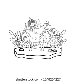 unicorn and fairy in the landscape