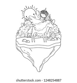 unicorn and fairy in the landscape