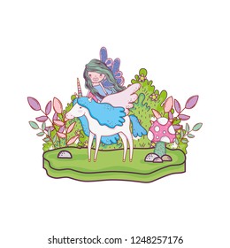 unicorn and fairy in the landscape