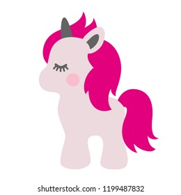 Unicorn. Fairy-tale character. Isolated object. Flat design. Vector Illustration.