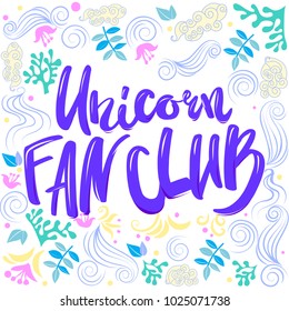 unicorn fan club lettering