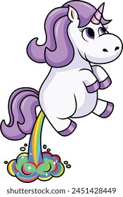 Unicorn farting a rainbow vector illustration