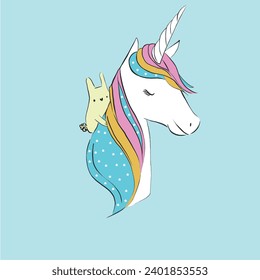 Unicorn fashion illustration. Graphic Design, tshirt print design and more