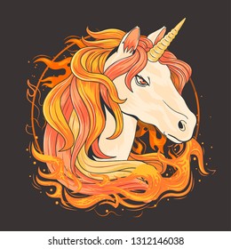 unicorn fire vector