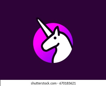 Unicorn flat design logo and icons