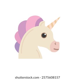 Unicorn flat icon. Colorful vector illustration. Suitable for fantasy, magic, or children’s themes. Ideal for apps and websites.