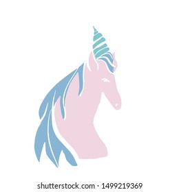 Unicorn flat illustration for your design:card, poster