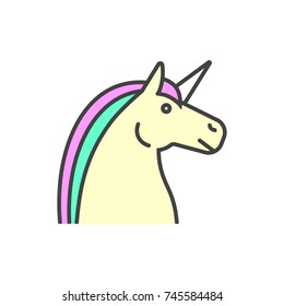 Unicorn flat line colored icon.