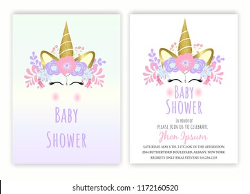 Unicorn floral unicorn decor card baby shower.