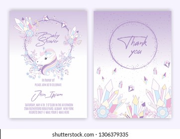 Unicorn floral unicorn decor card baby shower.