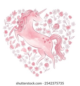 unicorn, flowers and heart pattern. fashion pattern designs and more