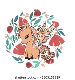unicorn and flowers pattern design, fashion and more