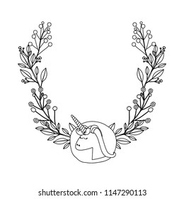 unicorn with flowers wreath decoratives