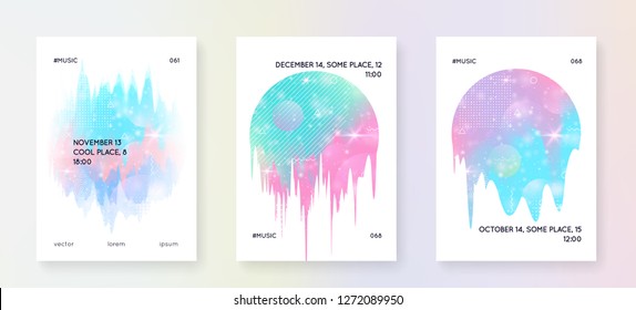 Unicorn flyer. Kawaii rainbow hologram. Princess holographic gradient. Fantasy set. Minimal universe banner. Unicorn flyer with magic sparkles, stars and blurs for girl party invitation. Unicorn flyer. Kawaii rainbow hologram. Princess holographic gradient. Fantasy set. Minimal universe banner. Unicorn flyer with magic sparkles, stars and blurs for girl party invitation.