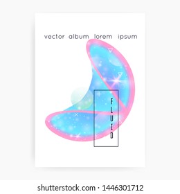 Unicorn flyer. Kawaii rainbow hologram. Princess holographic gradient. Fantasy cover. Bright universe banner. Unicorn flyer with magic sparkles, stars and blurs for girl party invitation.