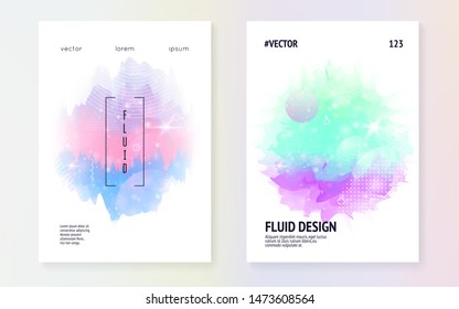 Unicorn flyer. Kawaii rainbow hologram. Princess holographic gradient. Colorful universe banner. Fantasy set. Unicorn flyer with magic sparkles, stars and blurs for girl party invitation.
