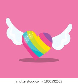 Einhornfliegender Herzdesign, Vektorgrafik