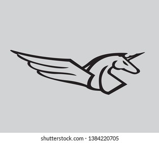 Unicorn the flying horse with horn. Logo, sign, symbol - vector