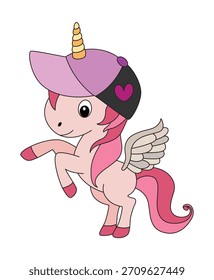 A unicorn flying with wings vector illustration